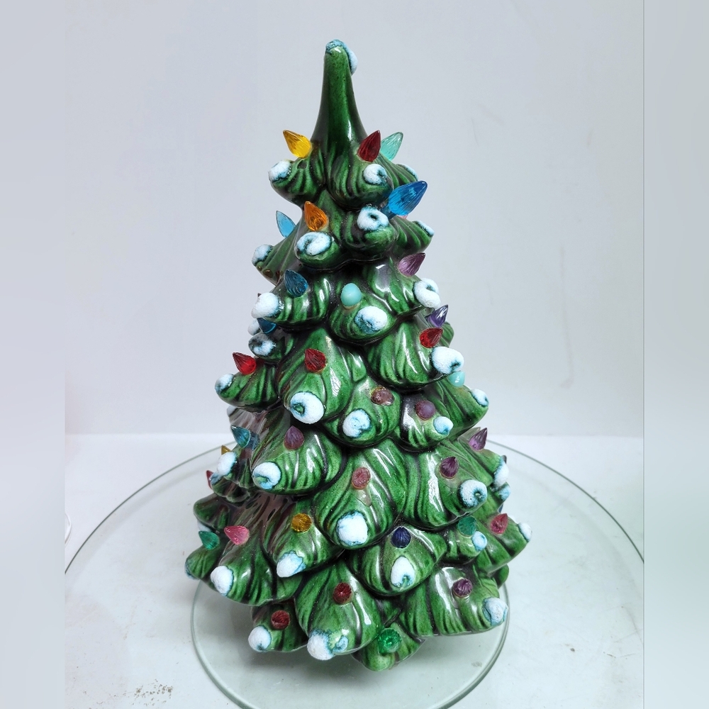 Vintage Ceramic Christmas Tree with Multicolor Lights